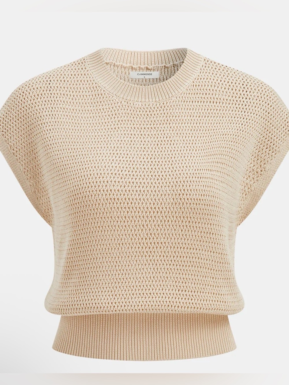 Commense NWT Open knit-Cap Sleeve Sweater Top